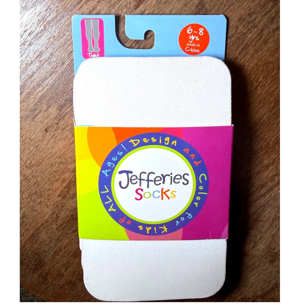 Jefferies Socks Kids White Microfiber Tights Size 6-8 Years 1445 Opaque Footed